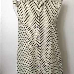 Ark & Co Cream & Dark Navy Polka Dots Sleeveless Blouse